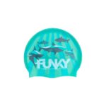 Funkita – SHARK BAY – adult silicone swimming cap – aqua blue